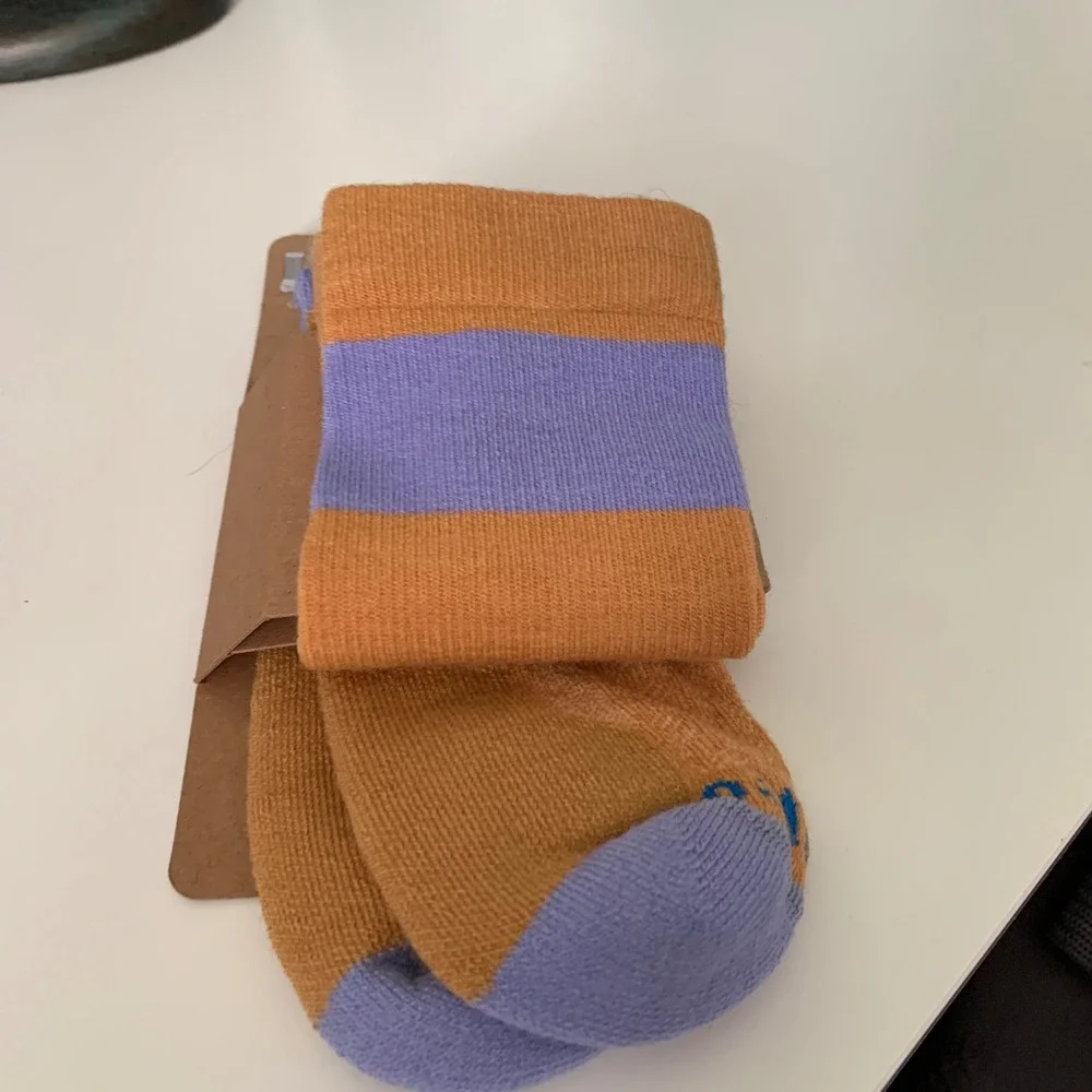 Patagonia Merino Wool Crew Socks Mango Orange Purple Hiking Large NEW Irregular